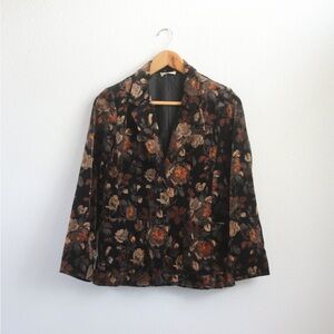 Vintage 60s-70s SirJames Floral Black and Brown Blazer Jacket